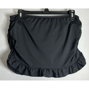 Anne Cole Swim Skirt Bottoms With Built in Briefs Women's 8 Black Ruffle Ruched